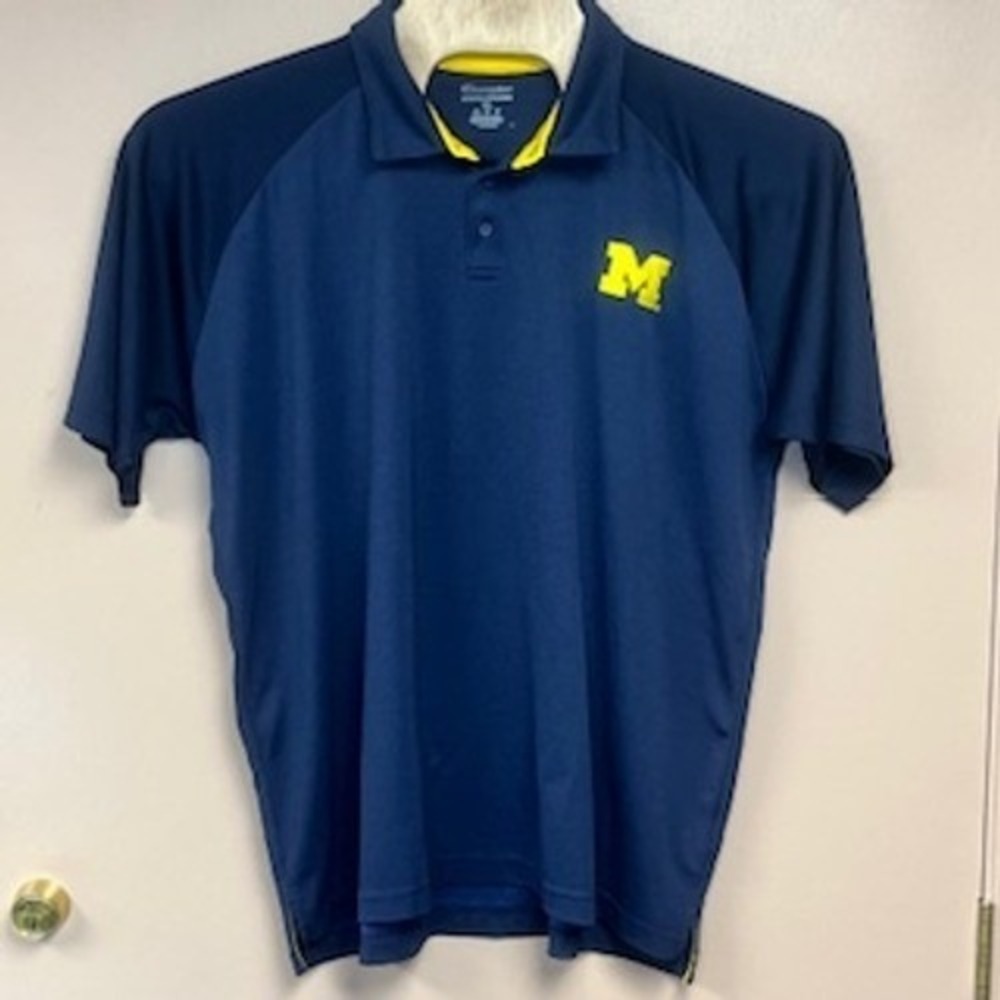 Champion Michigan Wolverines Mens 2XL Navy Blue Performance Polo Shirt NCAA